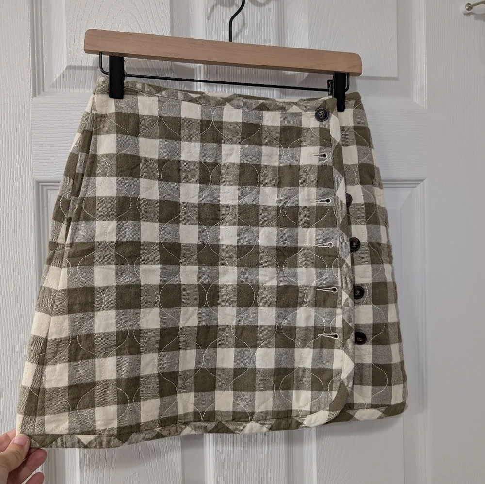 NWT, Madewell, Women's 00 Quilted Flannel Mini Skirt, Gingham Check‎